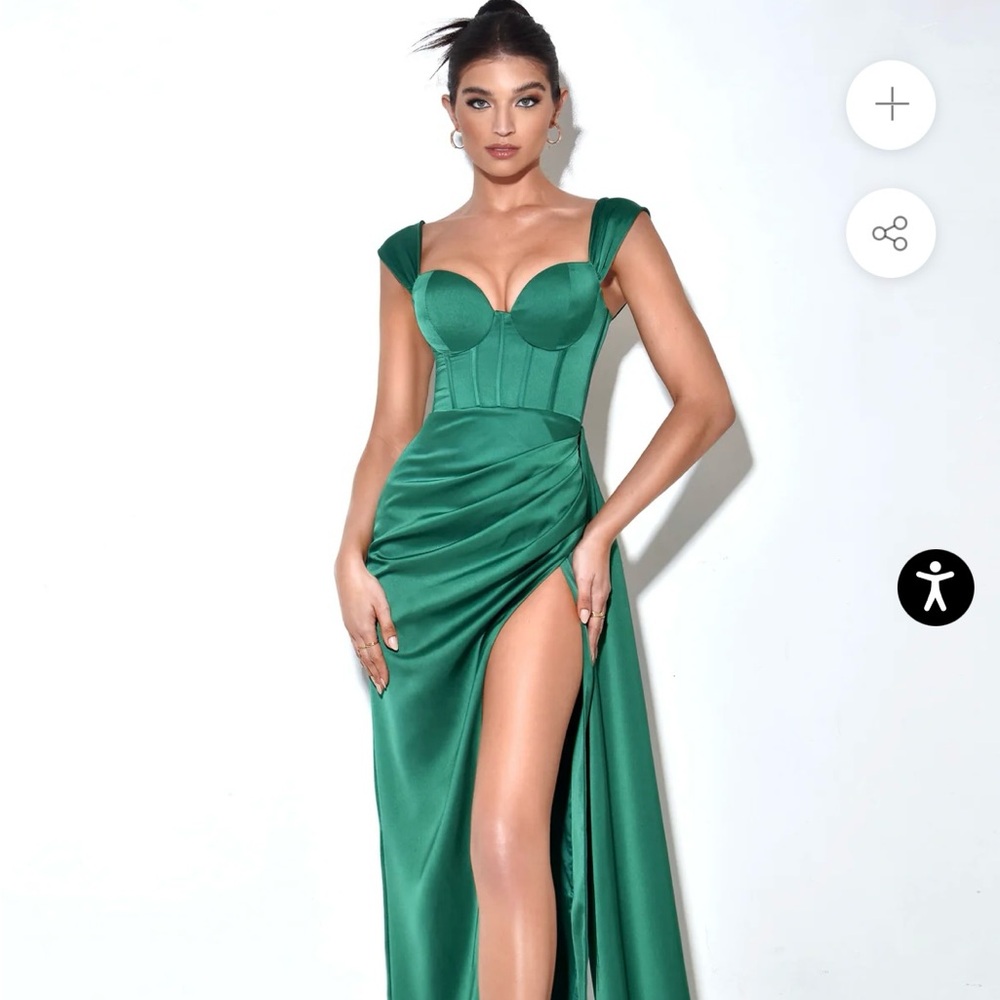 High slit corset satin gown